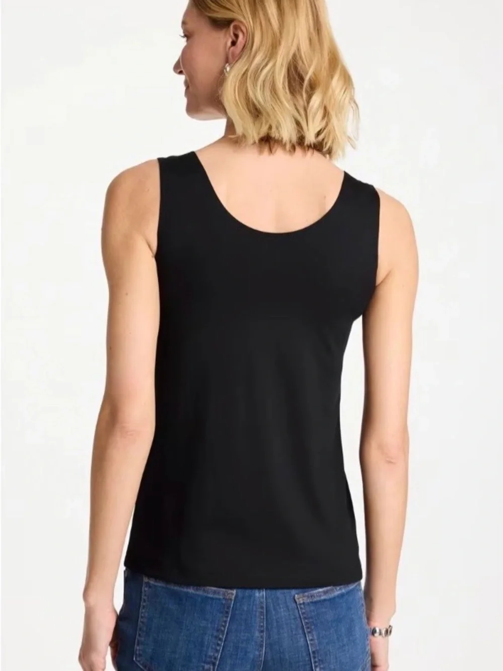 Chico’s Travelers Black SlinkyKnit  TankTop XS2 Travel Layering Capsule Wardrobe